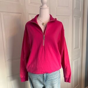 Athleta Pink Quarter-Zip Sweatshirt
